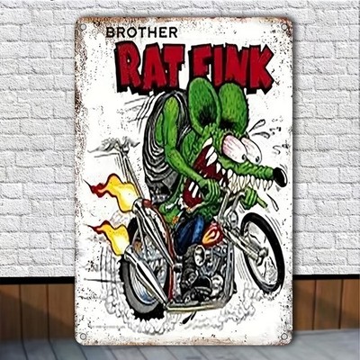 Vintage Brother Rat Fink Motorcycle Art Tin Metal Signs Home Décor