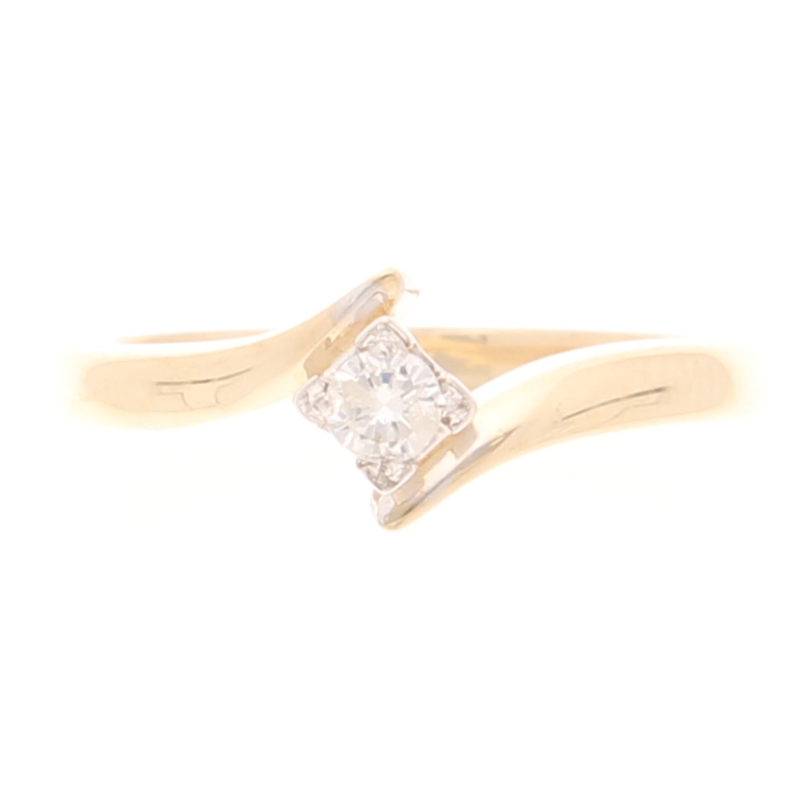 9Carat Yellow Gold 0.10ct Diamond Twisted Solitaire Ring (Size J) 7mm Widest