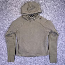 Puma Sweatshirt Hoodie Womens S Olive Thumbholes Pullover Athletic Moto Logo Run