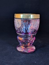 Antiker Überfang Fußbecher Ranftbecher Glaspokal Mit Dekoschliff- Biedermeier?