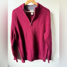 LL BEAN Classic Ragg Shetland Wool Sweater Elbow Patches Academia Grandpa L