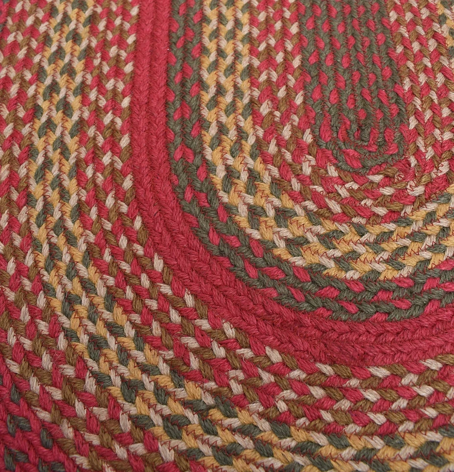 Red Braided Farmhouse Jute Rug in Rectangles Oval Runner for Kitchen Super Area - Image 3 of 4