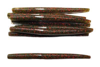 ''NEW'' Pack of (10) Custom  5'' Stick Bait/Wacky Worm (Watermelon/Red Flake) Bass