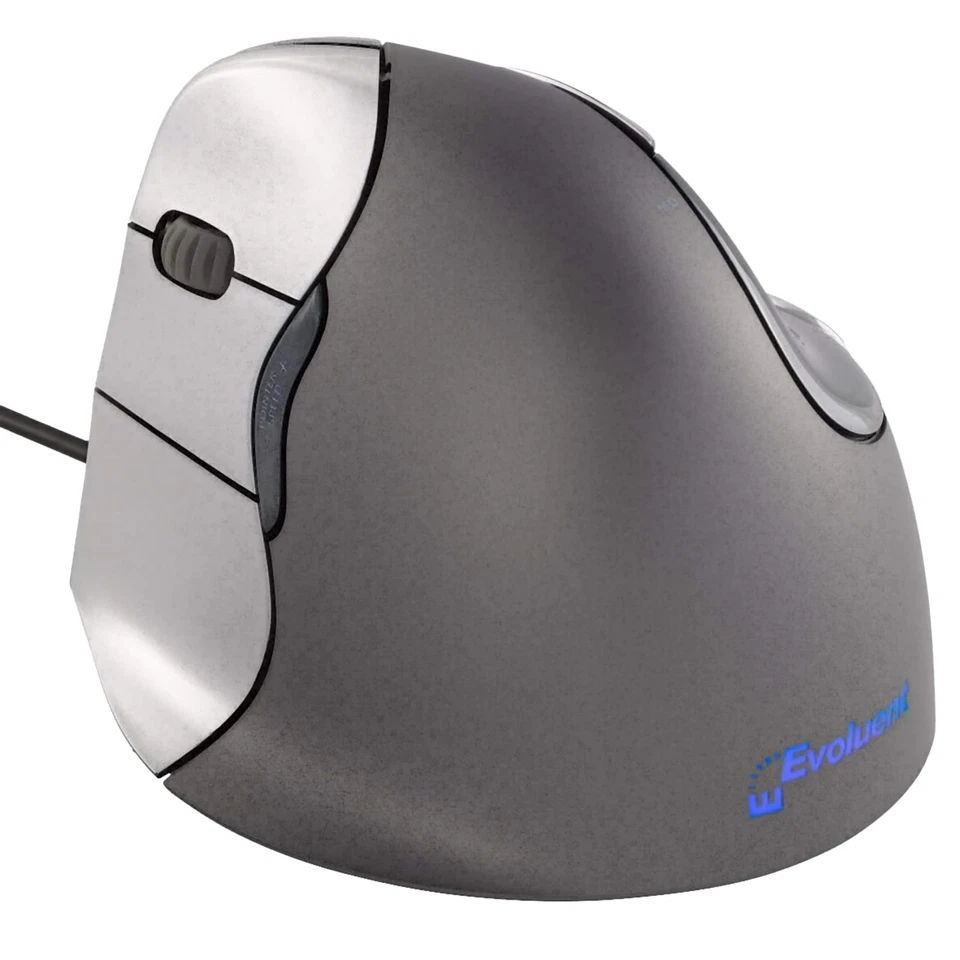 Evoluent Vertical Mouse Usb Wired Ergonomic Hand Support Precision Grey Silver - Image 4 of 4
