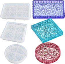 3PCS Diamond Resin Tray Mold with Edges, Silicone Tray Molds for Resin Casting,