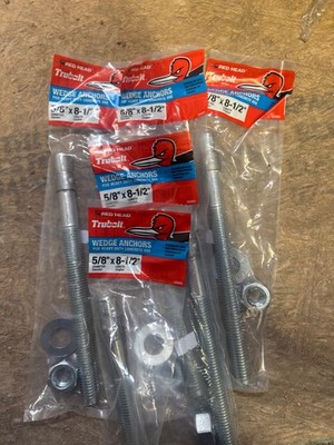 Red Head 50305 Wedge Anchors, Silver lot of 5