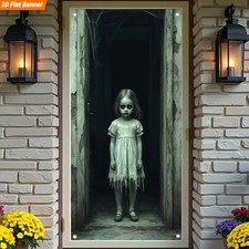 Halloween Ghost Girl Door Banner Decor Spooky Horror House Party Backdrop Cover