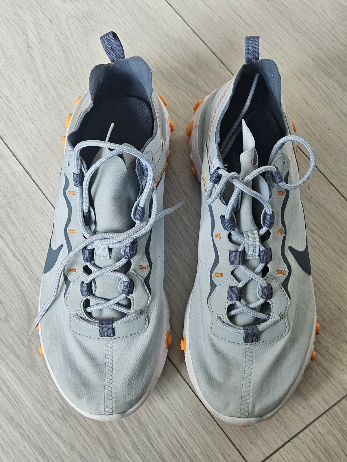 Nike React Element 55 Light Grey Blue Orange Whit… - image 1