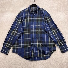 Nautica Shirt Mens Size XL Blue Plaid Long Sleeve Button Up Traveler Twill