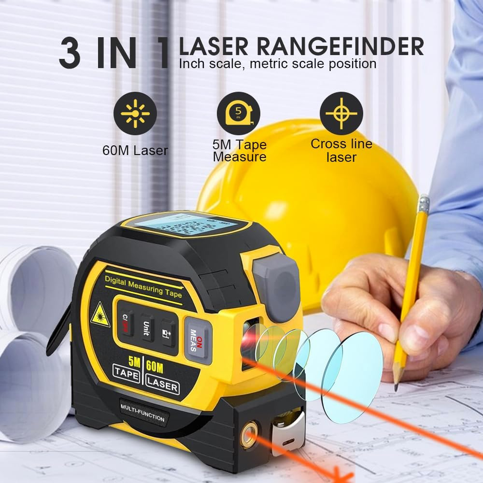 Almighty Ruler Laser Rangefinder, 3-In-1 Infrared Laser Tape Measure ...