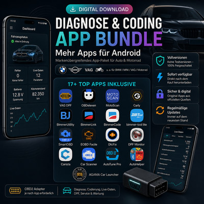 OBD2 DIAGNOSE ANDROID APP BUNDLE / AUTO MOTORRAD Coding Live Daten Service 2026