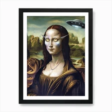 Alien Galaxy Mona Lisa Art Print Framed Wall Art Poster Canvas Print Picture