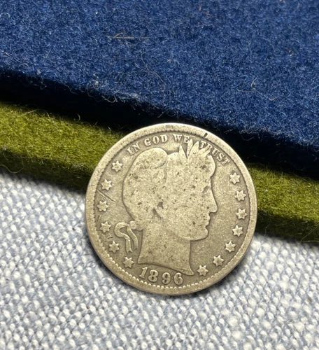 (#101012).  Barber Quarter: 1896       Good+    better than good rims!