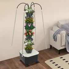 Hydroponics System with Grow Lights - 40 Hole Vertical Garden Tower Kit