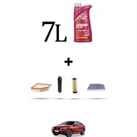 Hoffcar Wartungsset 4 Filter Und 7L ÖL FüR Bmw X4 (G02, F98) M40 Dx Hybrid 250K