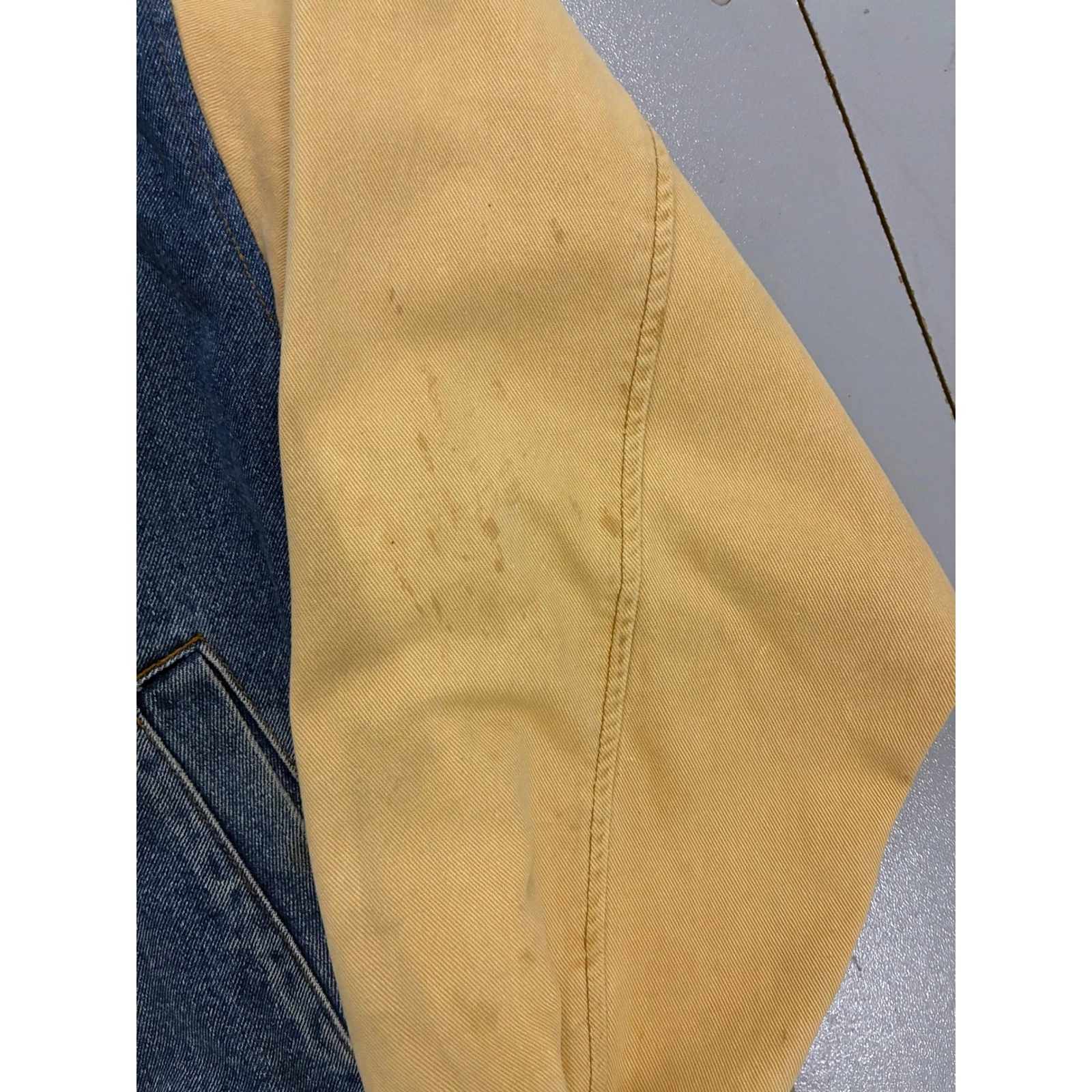 Vintage Team Admit One Michigan Wolverines Denim Varsity Jacket Blue Yellow XL image 8