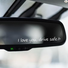 "I Love You, Drive Safe" Rear View Mirror Decal Sticker 3-Pack , Heart Car Wind