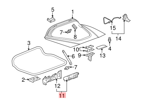 Chevrolet Corvette 2005-2013 Rear Left Upper Trunk latch Black
