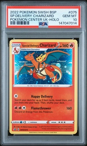 2022 POKEMON SWSH BLACK STAR PROMO #075 SPECIAL DELIVERY CHARIZARD-HOLO PSA 10