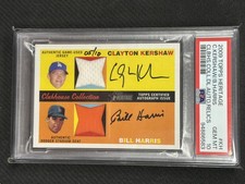 Clayton Kershaw Bill Harris 2009 Topps Heritage Dual Relic Auto PSA 10 #KH 5/10