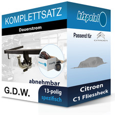 G.D.W. Anhängekupplung abnehmbar und E-Satz für Citroen C1 Fliessheck 05- neu