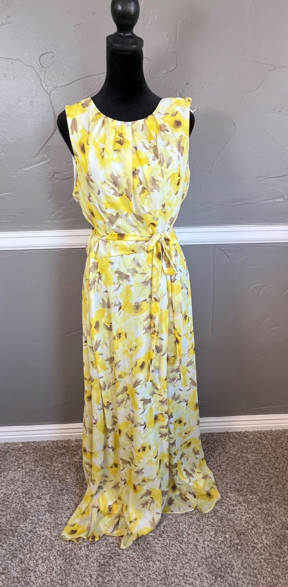 R & K Maxi Dress Women's Size 12 Butter Yellow Garden Tea Party