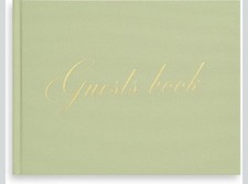 Wedding Guest Book with Photo Spots Elegant Hardcover Sign-in Book Sage