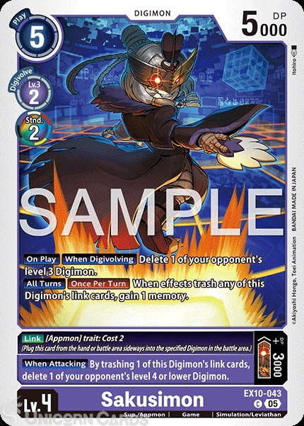 EX10-043 Sakusimon : Common Digimon Card : EX10: Sinister Order