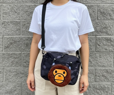 A Bathing Ape BAPE Shoulder Bag – ABC Camo Black Grey + Baby Milo