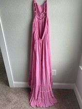Free People Extratropical Maxi Dress Pink Candy Coated Gauze Open Back Boho Smal