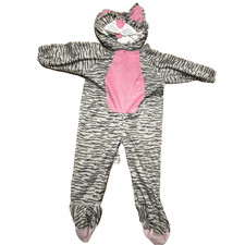 Little Stripe Kitten Cat Toddler Halloween Costume Grey SZ 2T-3T jump suit/hood