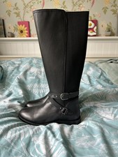 Image of  Black Leather knee high  boots Size 7  (good for festivals) New Hotter Boots 