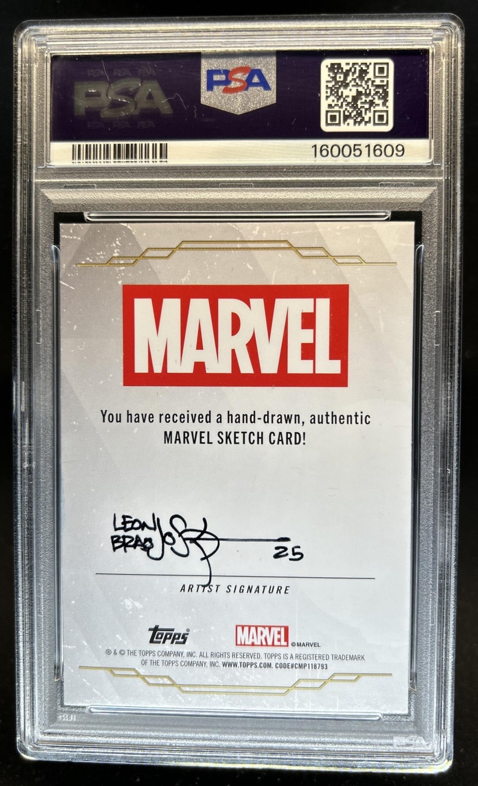 2025 Topps Chrome Marvel Storm Leon Braojos Silver Artist Sketch Auto #1/1 PSA 9 view 2