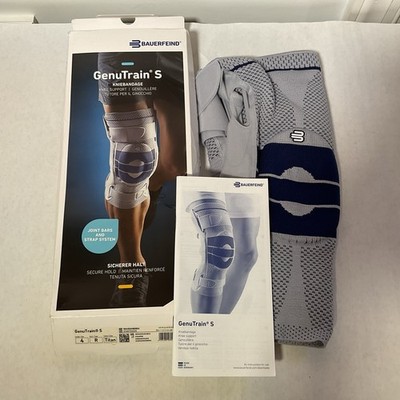 Bauerfeind GenuTrain S Knee Support Brace Right Size 4 Titanium w/ Bars