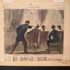 Original 1865 Harper’s Weekly Lincoln Assassination Woodcut Print”