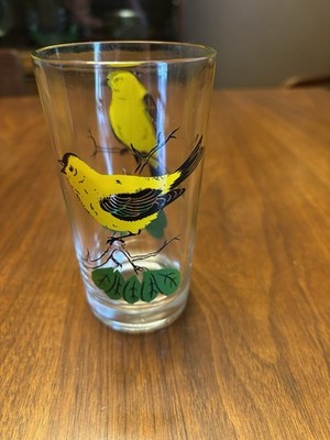 Vtg MINT MCM 1950s Boscul Peanut Butter Gold Finch Tumbler 11oz WV Glass Co