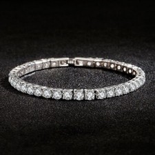 Women's D/VVS Lab Created Diamond Tennis Link Bracelet 14K White Gold Plated