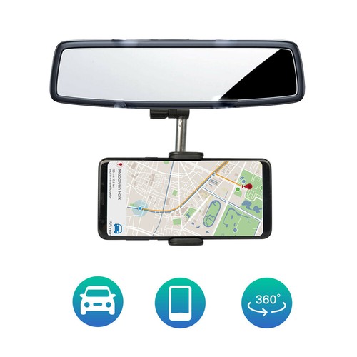 Universal 360° Car Rear View Mirror Mount Holder Stand Cradle For Cell Phone GPS - Picture 6 of 12