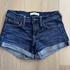 Abercrombie Fitch 26 Women's Dark Wash Cuffed Jean Shorts Size 2 Stretch Vaca