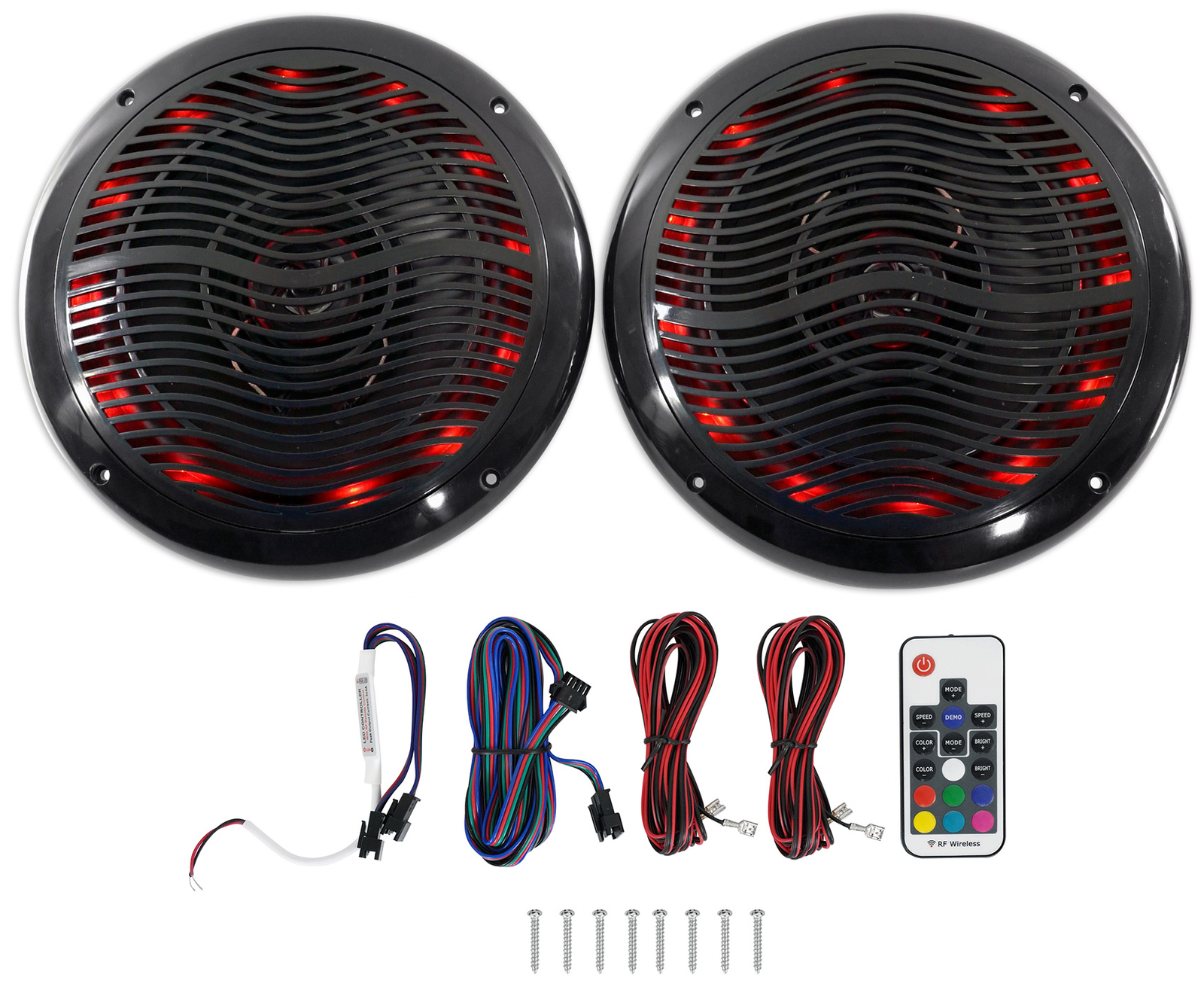 Pair Rockville 65 600w Speakers for ATVUTVRZRCARTMulti Color LEDRemote