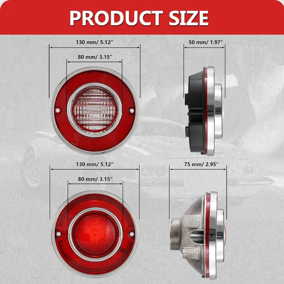 4x Rear Tail Lights & Backup Reverse Lights For 1975-1979 Chevrolet Corvette C3 - Imagem 2 de 4