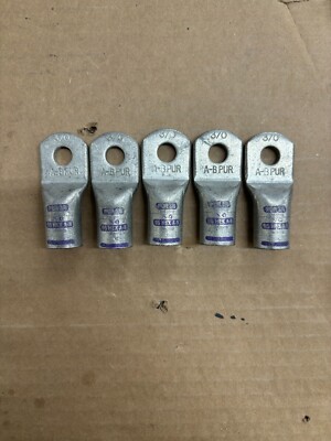5 Quantity of One-Hole Lug Compression Connector 3/0 PUR A-B (5 Qty)