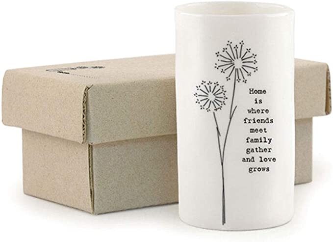 East of India Small Porcelain Vase - Home Where Friends Meet