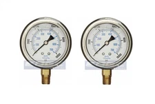 2 PACK LIQUID FILLED PRESSURE GAUGE 0-10,000 PSI, 2.5" FACE, 1/4" LOWER MOUNT