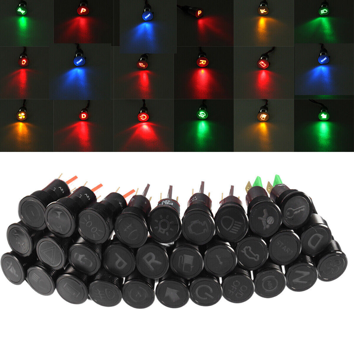 New 12V 16mm LED Car Boat Dashboard Warning Panel Indicator Light