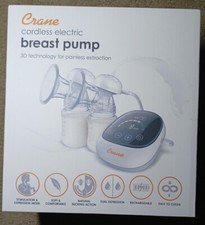 Crane Double Electric Cordless Rechargeable Breast Pump Portable -NEW 
