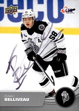 Isaac Belliveau - Signed 2021-22 Upper Deck CHL Card #118 - Olympiques