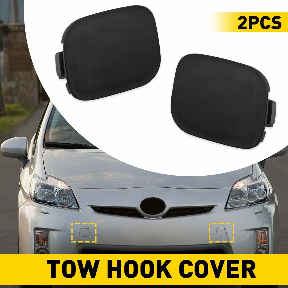 Black Left & Right Bumper Tow Hook Cover for 2010-2011 Toyota Prius