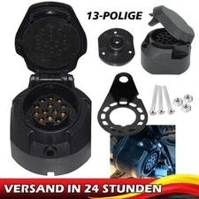 Anhänger Steckdose + Dichtung + Halterung 13 Polig 12V Steckdosenhalter PKW AHK
