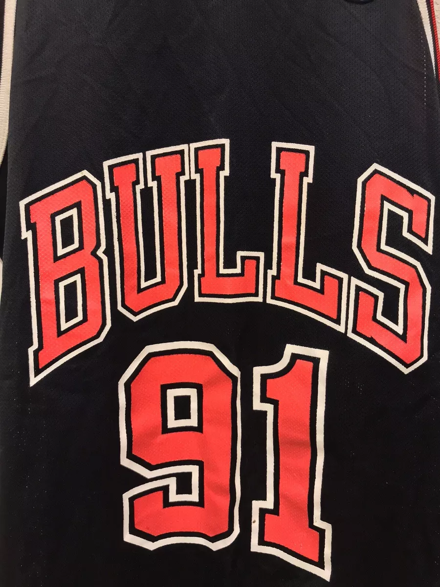 Authentic Dennis Rodman Champion Jersey 40 Medium Chicago Bulls Pinstripe  Jordan